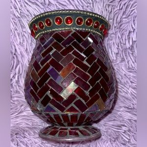♥️Red/Pink Mosaic Candleholder🩷